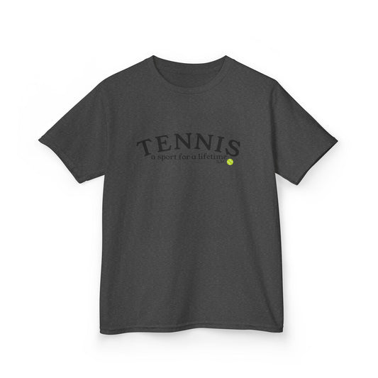 Youth Sized Sue McLaughlin Memorial Kids Tennis Shirt, Gildan 5000B, Tennis: A Sport for a Lifetime, Buhl Park Donation
