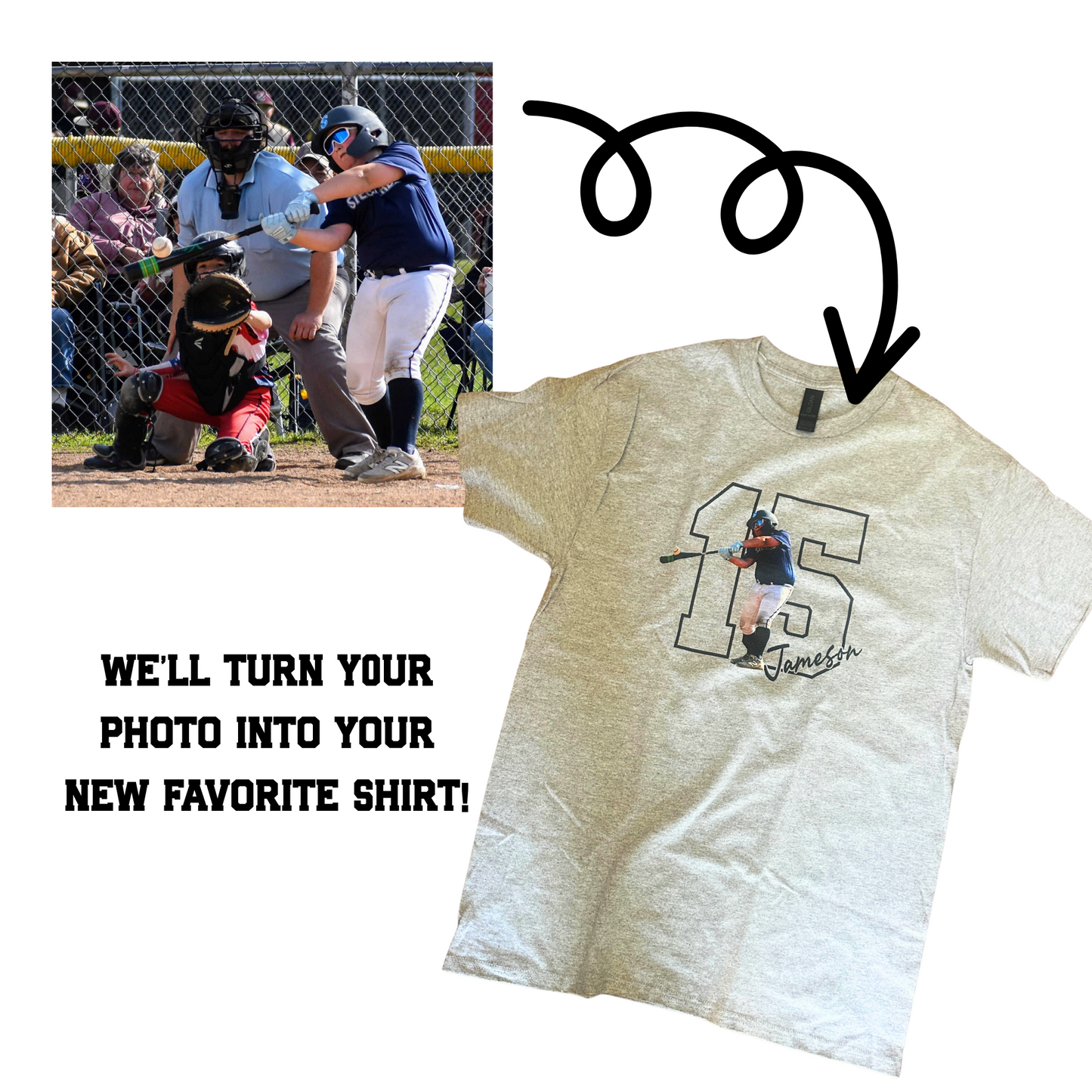 Personalized Sports Photo Shirt, Custom Jersey Number Tee, Athlete Name T-Shirt, Custom Team Gift, Sports Mom Shirt, Sports Dad