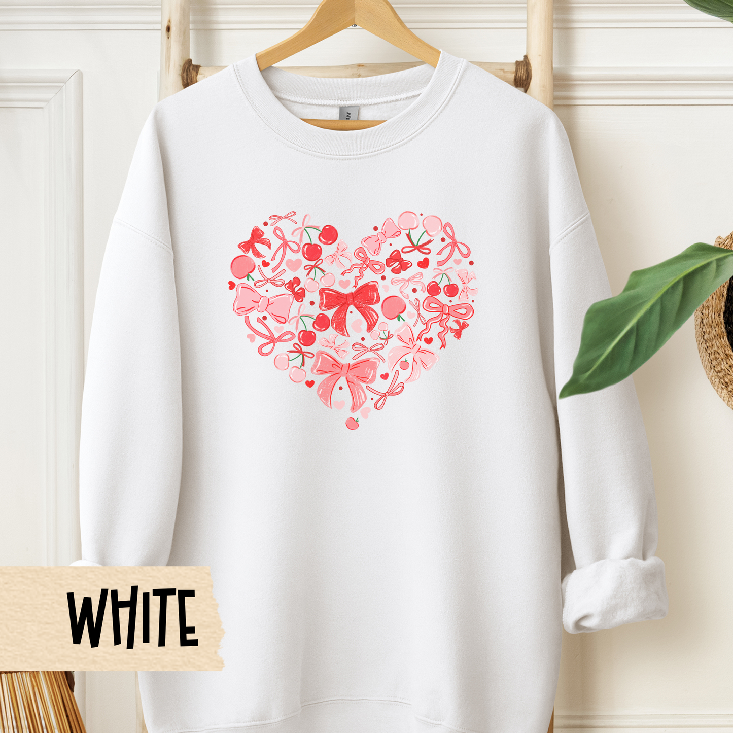 Coquette Berry Aesthetic Sweatshirt, Cute Crewneck for Girls, Valentine Gift Idea, Unisex Heavy Blend Pullover, Valentine's Day, Heart Print