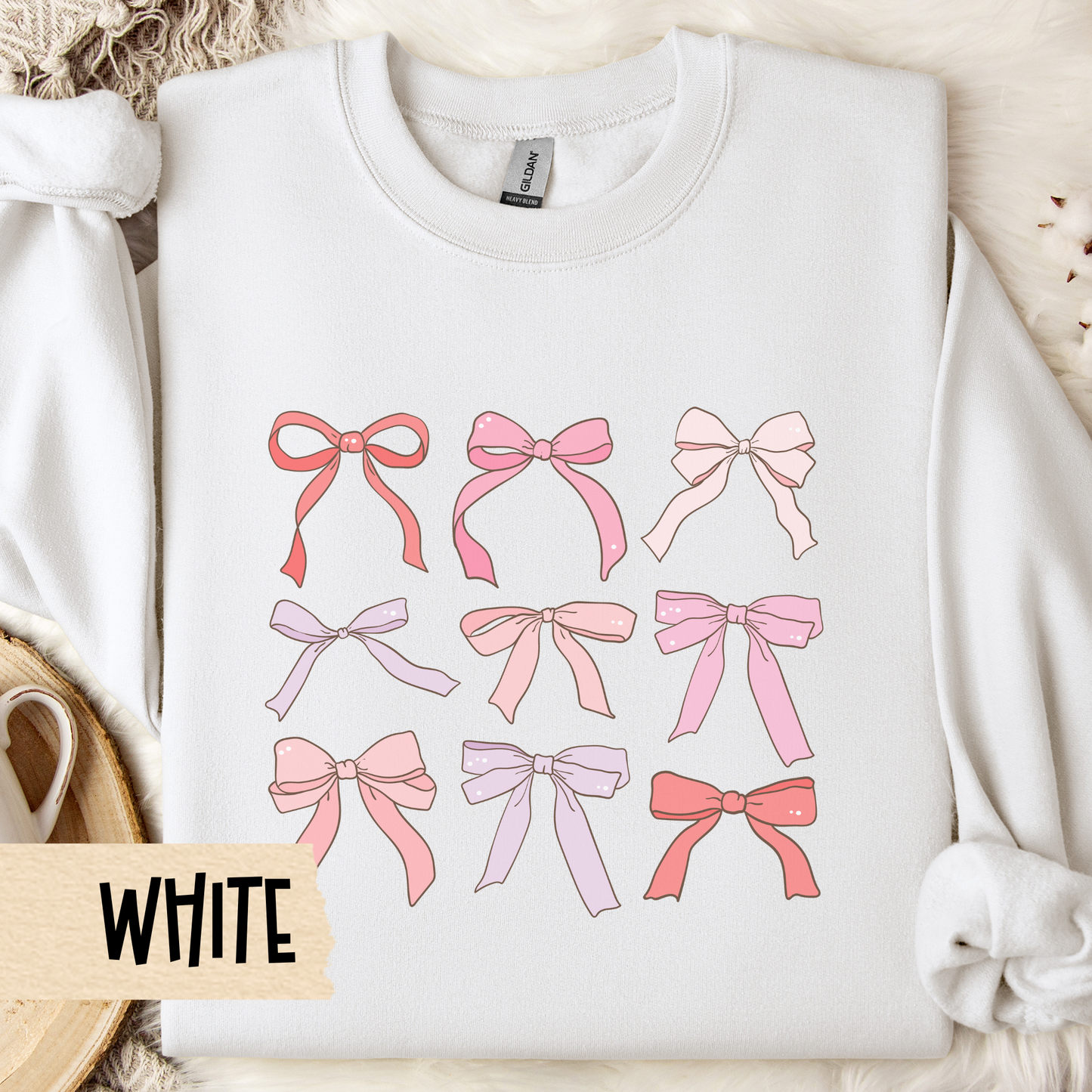 Coquette Valentine Sweatshirt, Bows, Ribbons, Valentine Crewneck - Unisex Sweatshirt, Valentine's Day Gift, Heart Print Jumper, Love Theme