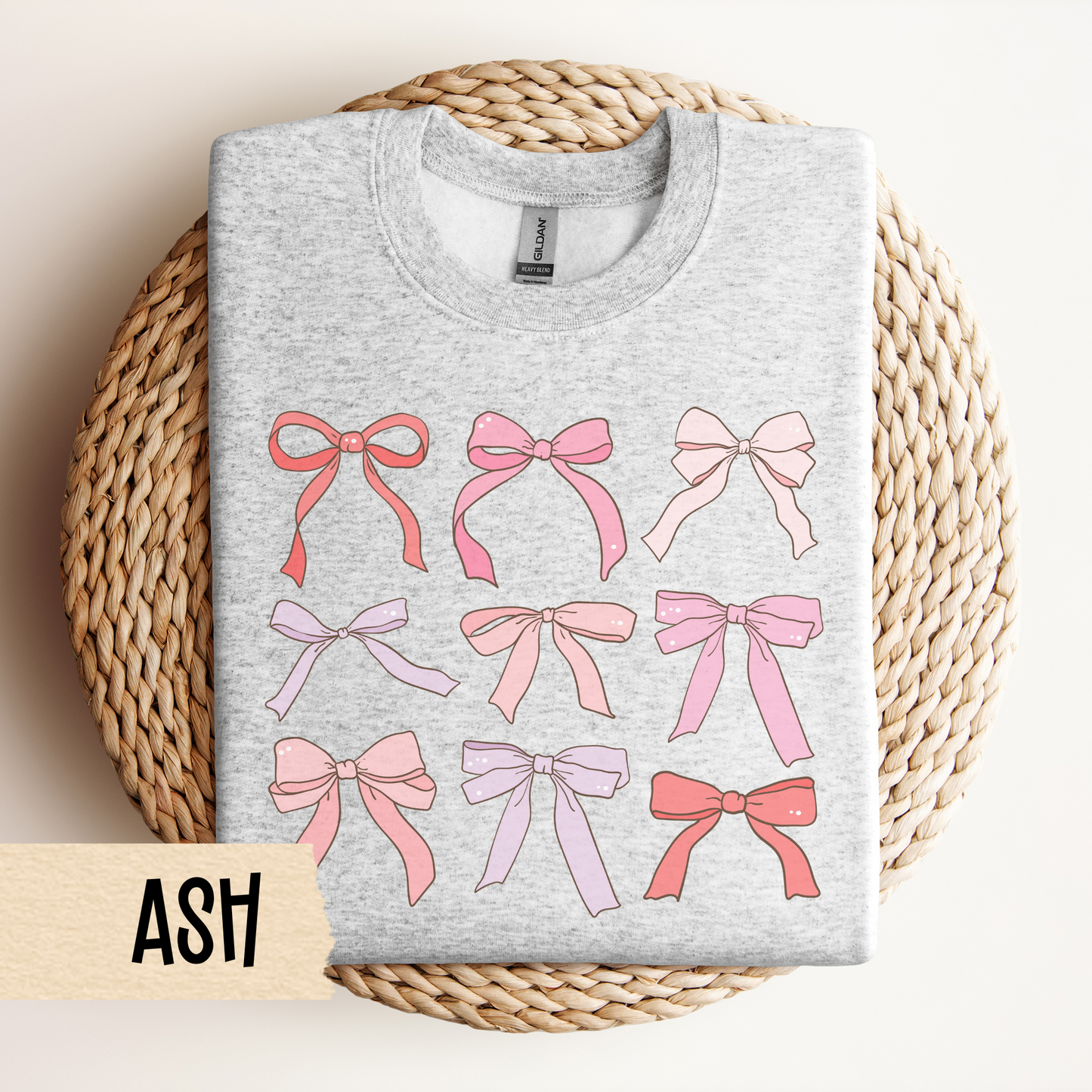 Coquette Valentine Sweatshirt, Bows, Ribbons, Valentine Crewneck - Unisex Sweatshirt, Valentine's Day Gift, Heart Print Jumper, Love Theme