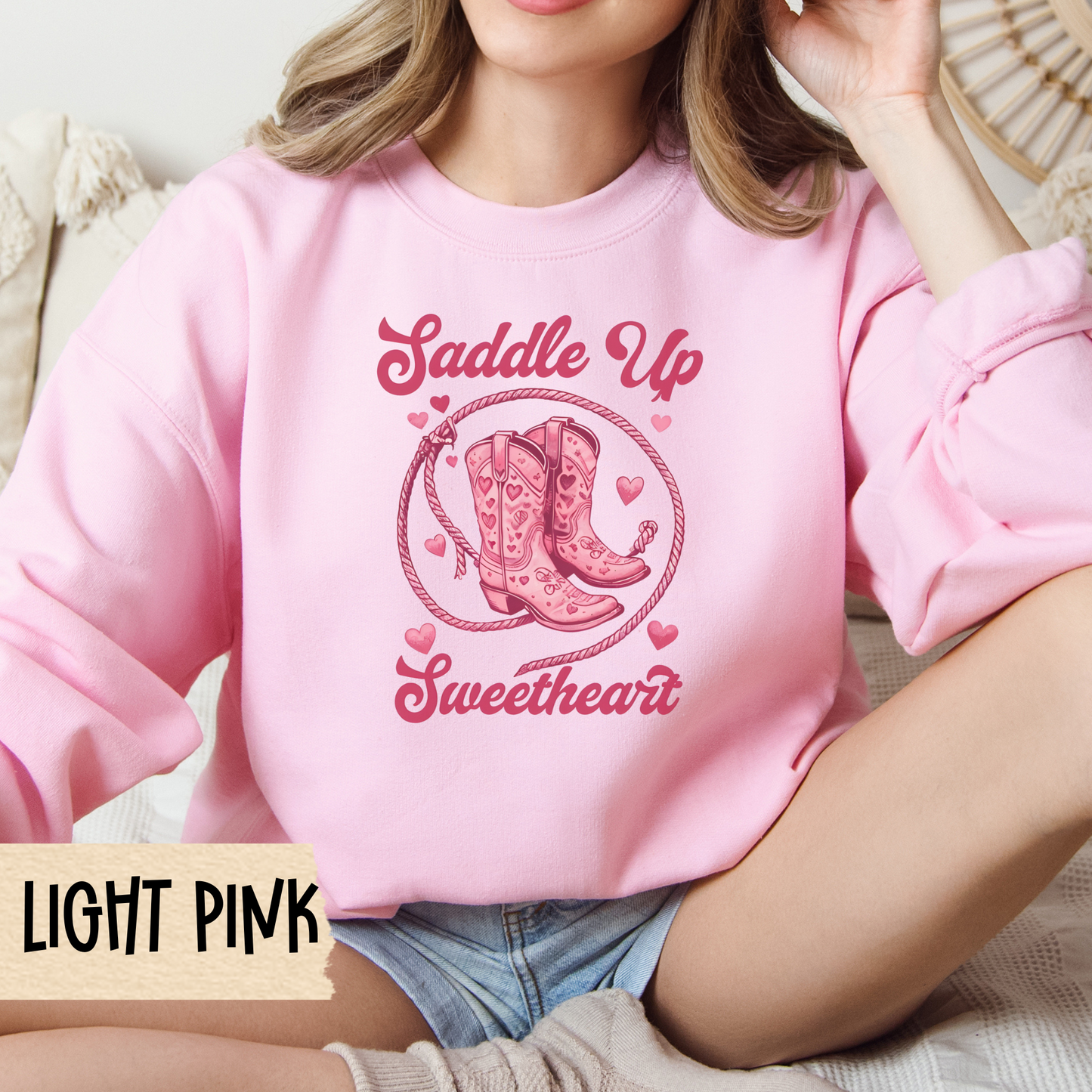 Country Western Valentine's Sweatshirt, Cowboy Boots, Saddle Up Sweetheart - Unisex Sweatshirt, Western themed Valentine's Day gift, Cowboy