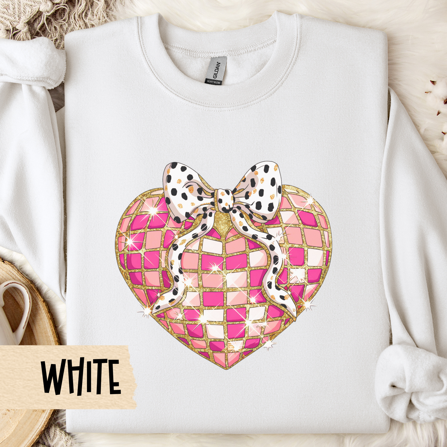 Disco Heart Sweatshirt, Coquette Valentines, Valentine Crewneck, Disco Sweatshirt, Unisex Heavy Blend™