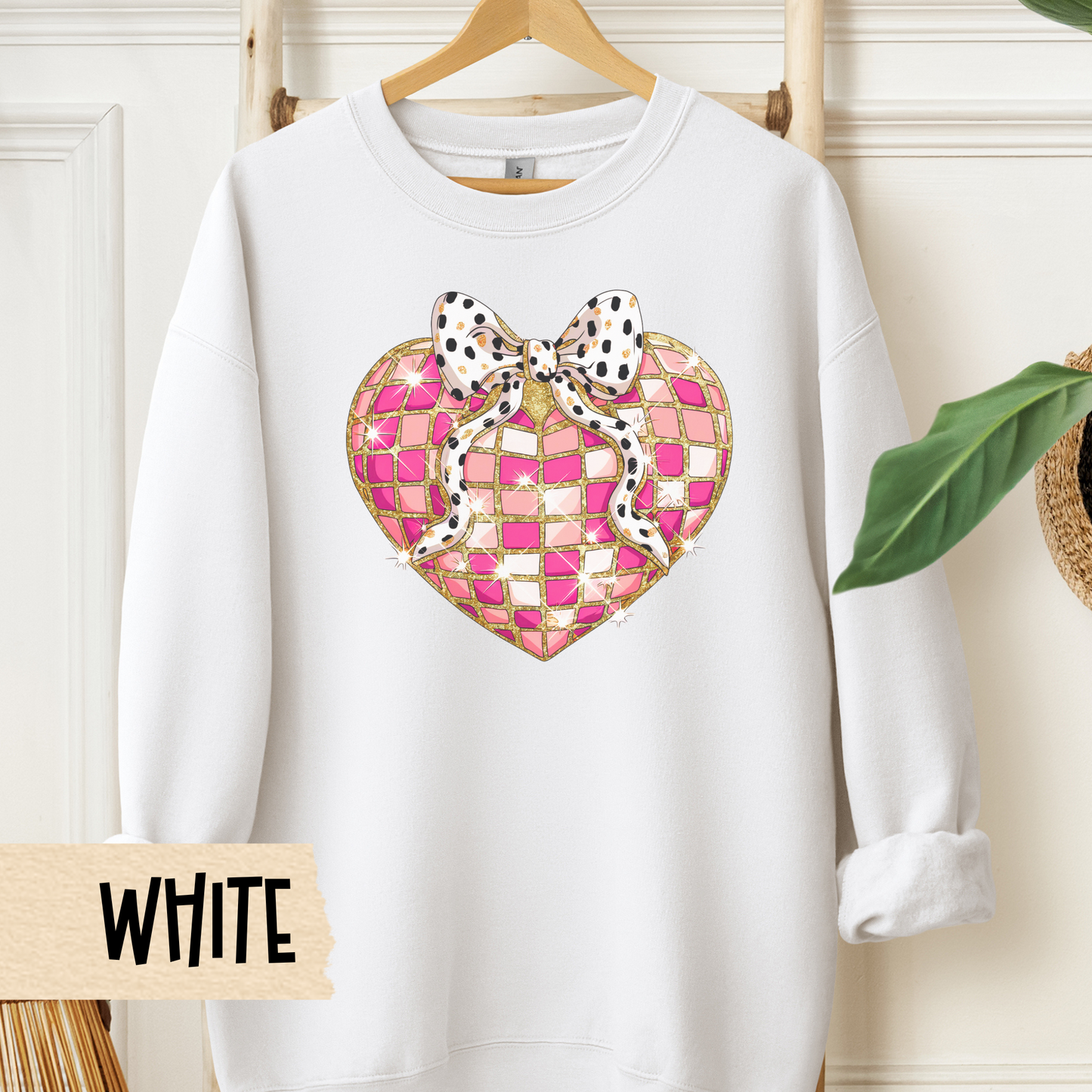Disco Heart Sweatshirt, Coquette Valentines, Valentine Crewneck, Disco Sweatshirt, Unisex Heavy Blend™