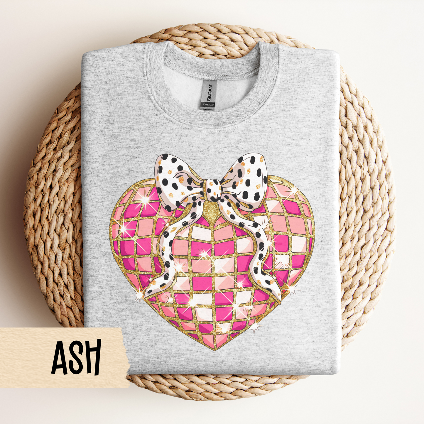 Disco Heart Sweatshirt, Coquette Valentines, Valentine Crewneck, Disco Sweatshirt, Unisex Heavy Blend™