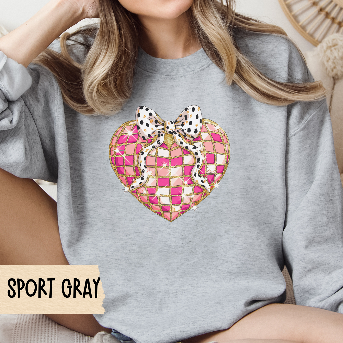 Disco Heart Sweatshirt, Coquette Valentines, Valentine Crewneck, Disco Sweatshirt, Unisex Heavy Blend™