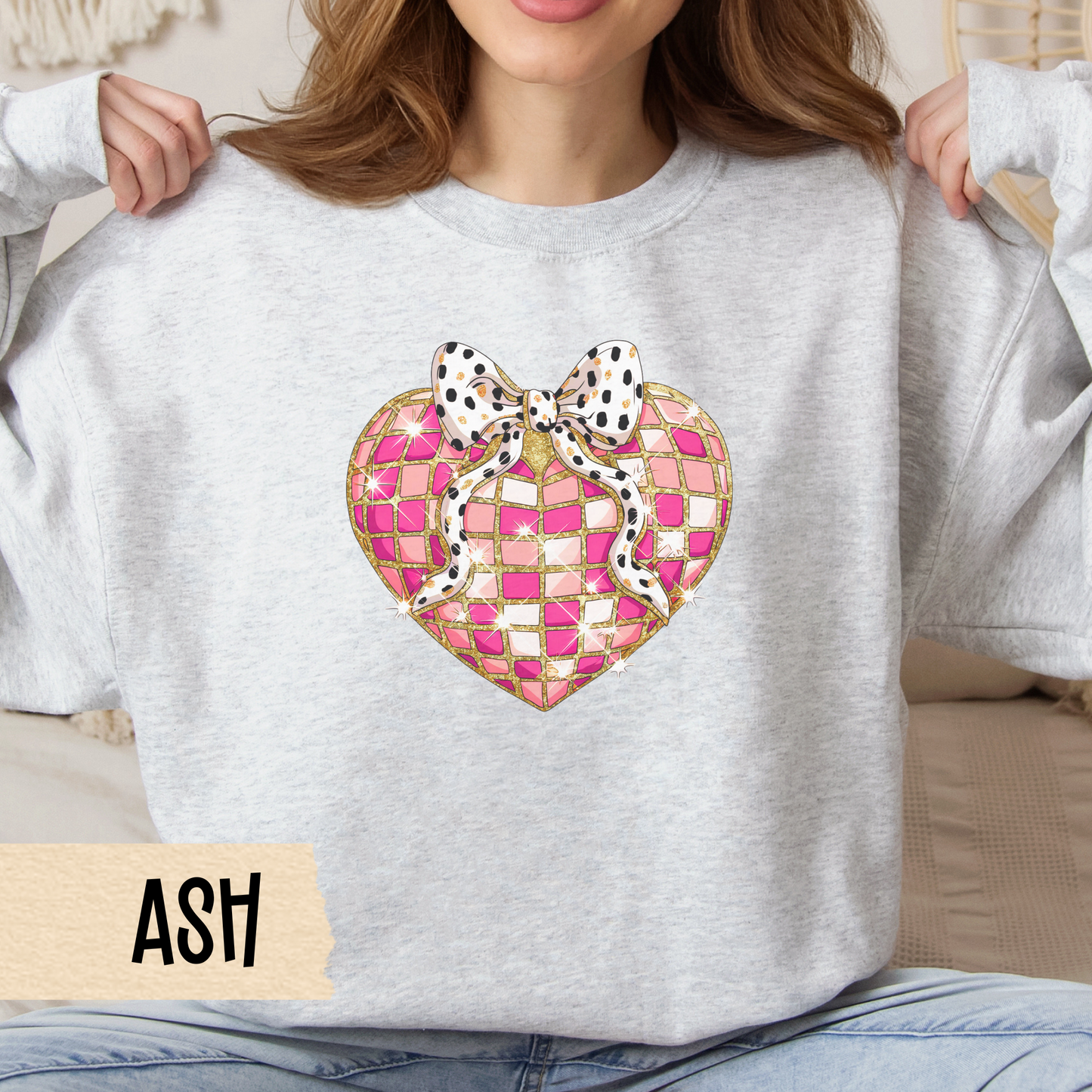 Disco Heart Sweatshirt, Coquette Valentines, Valentine Crewneck, Disco Sweatshirt, Unisex Heavy Blend™