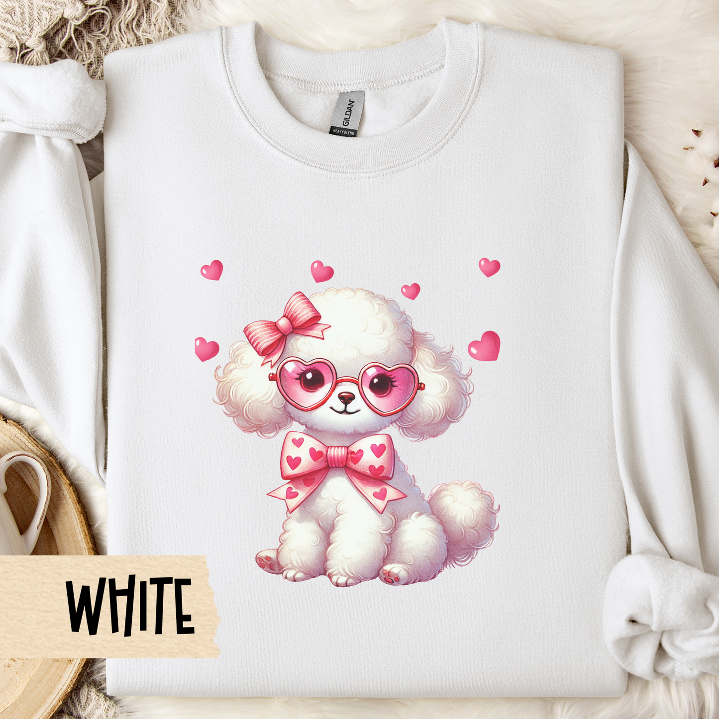 Poodle Sweatshirt, Valentine Crewneck, Dog Lover Shirt, Cute Poodle, Animal Lover Jumper, Cuddly Pet Sweatshirt, Heart Embroidered Crewneck,