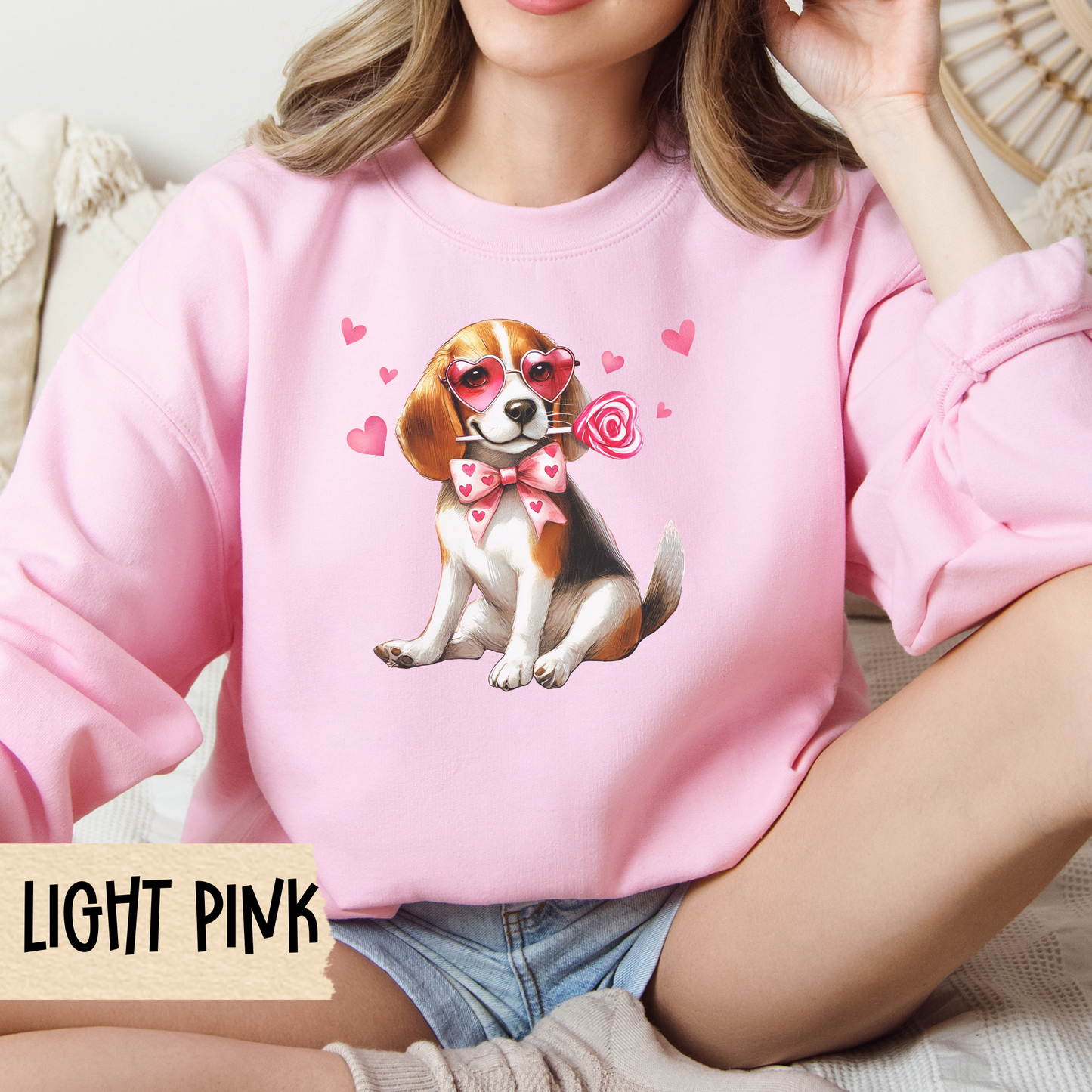 Valentine Crewneck Sweatshirt, Dog Owner Gift, Beagle Lover, Unisex Pullover Jumper, Heart Sweater, Dog Lover, Gift for Her