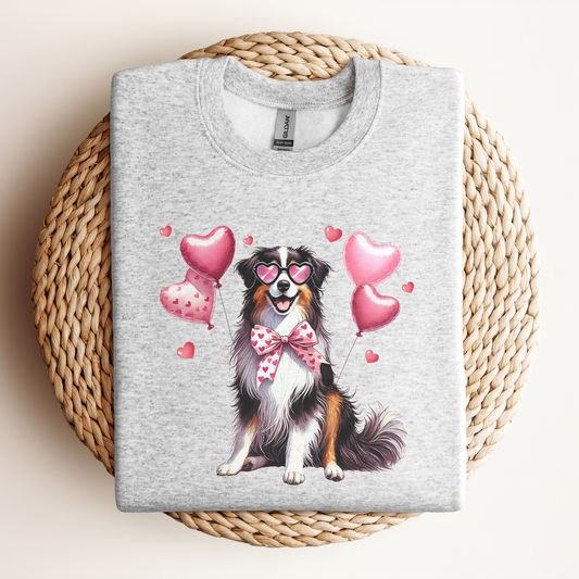 Aussie Sweatshirt - Australian Sheepdog Valentine Crewneck, Unisex Sweatshirt, Heavy Blend, Valentine Sweatshirt, Cozy Jumper, Dog Lover