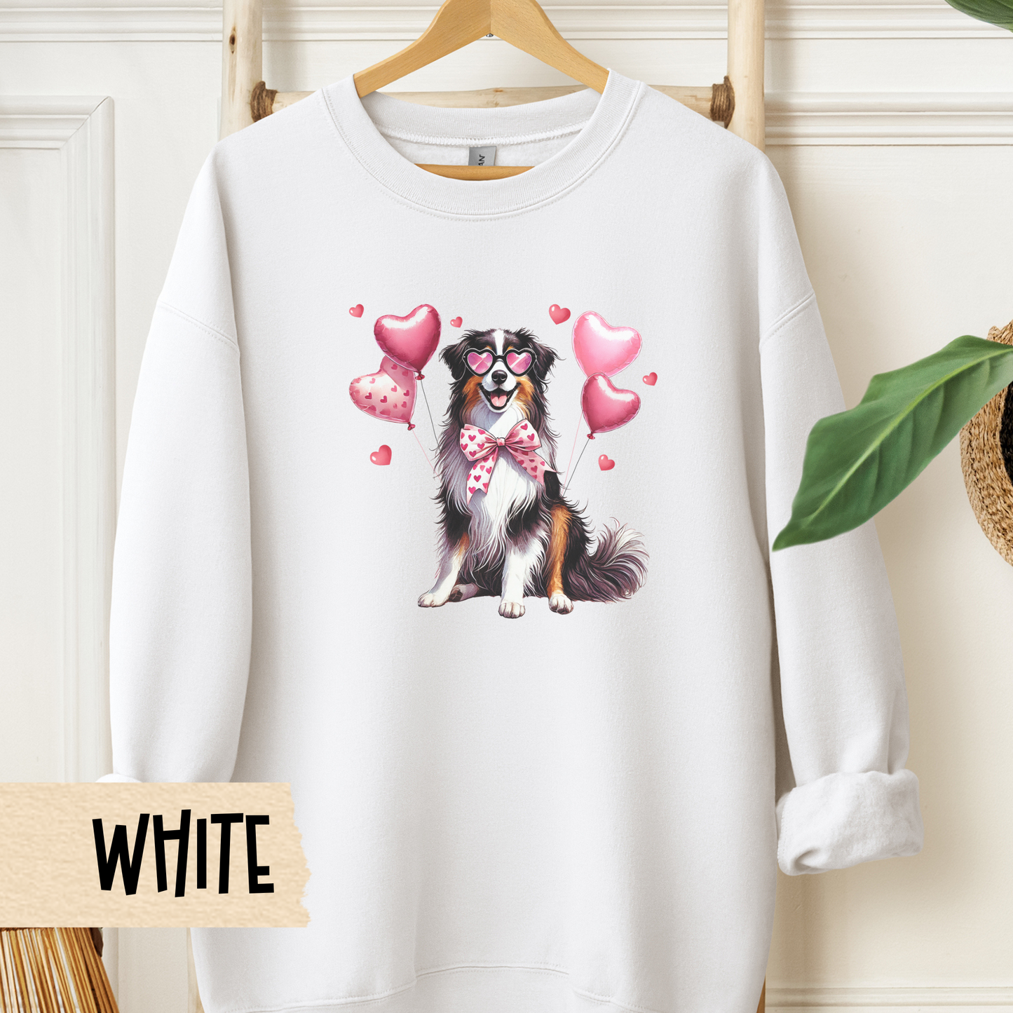 Aussie Sweatshirt - Australian Sheepdog Valentine Crewneck, Unisex Sweatshirt, Heavy Blend, Valentine Sweatshirt, Cozy Jumper, Dog Lover
