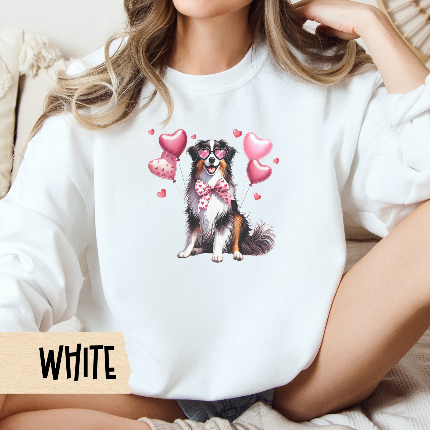 Aussie Sweatshirt - Australian Sheepdog Valentine Crewneck, Unisex Sweatshirt, Heavy Blend, Valentine Sweatshirt, Cozy Jumper, Dog Lover