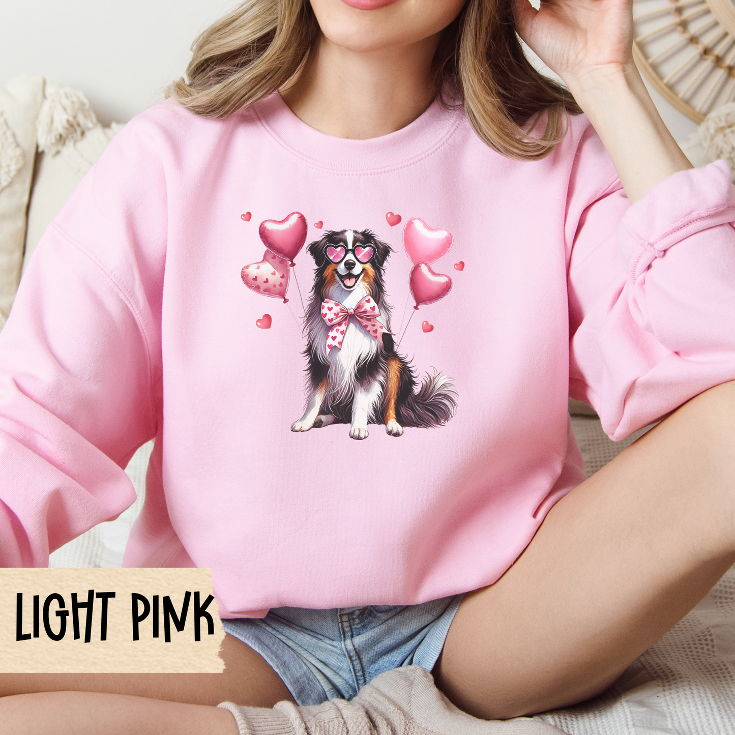 Aussie Sweatshirt - Australian Sheepdog Valentine Crewneck, Unisex Sweatshirt, Heavy Blend, Valentine Sweatshirt, Cozy Jumper, Dog Lover