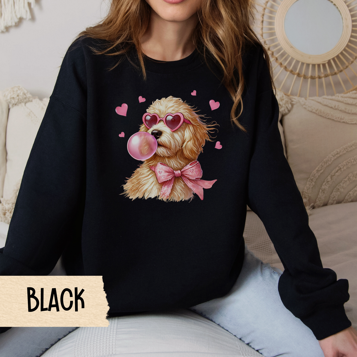 Goldendoodle Crewneck Sweatshirt, Valentine's Day Shirt, Golden Jumper, Warm Unisex Pullover, Dog Lover Gift, Cozy Winter Top