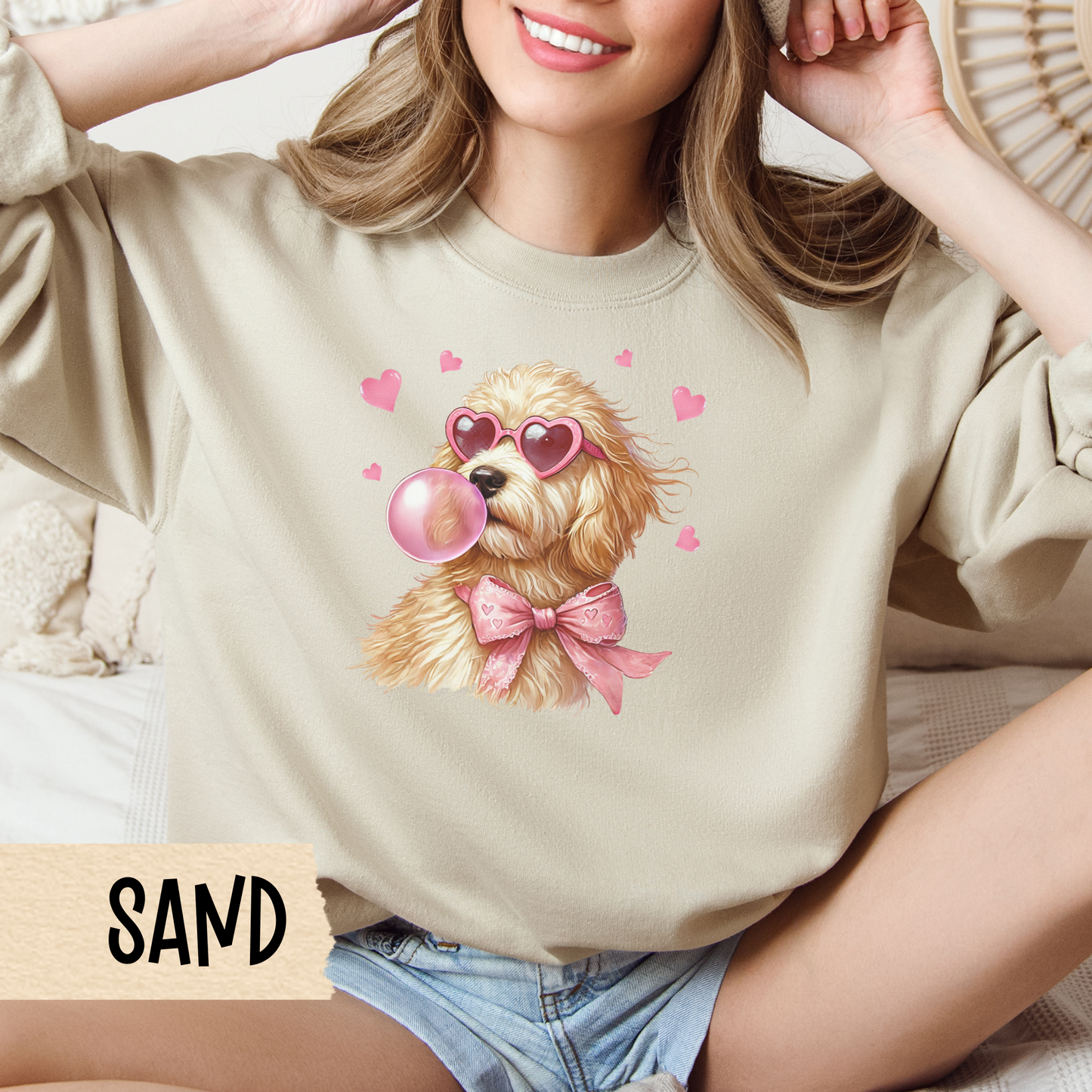 Goldendoodle Crewneck Sweatshirt, Valentine's Day Shirt, Golden Jumper, Warm Unisex Pullover, Dog Lover Gift, Cozy Winter Top