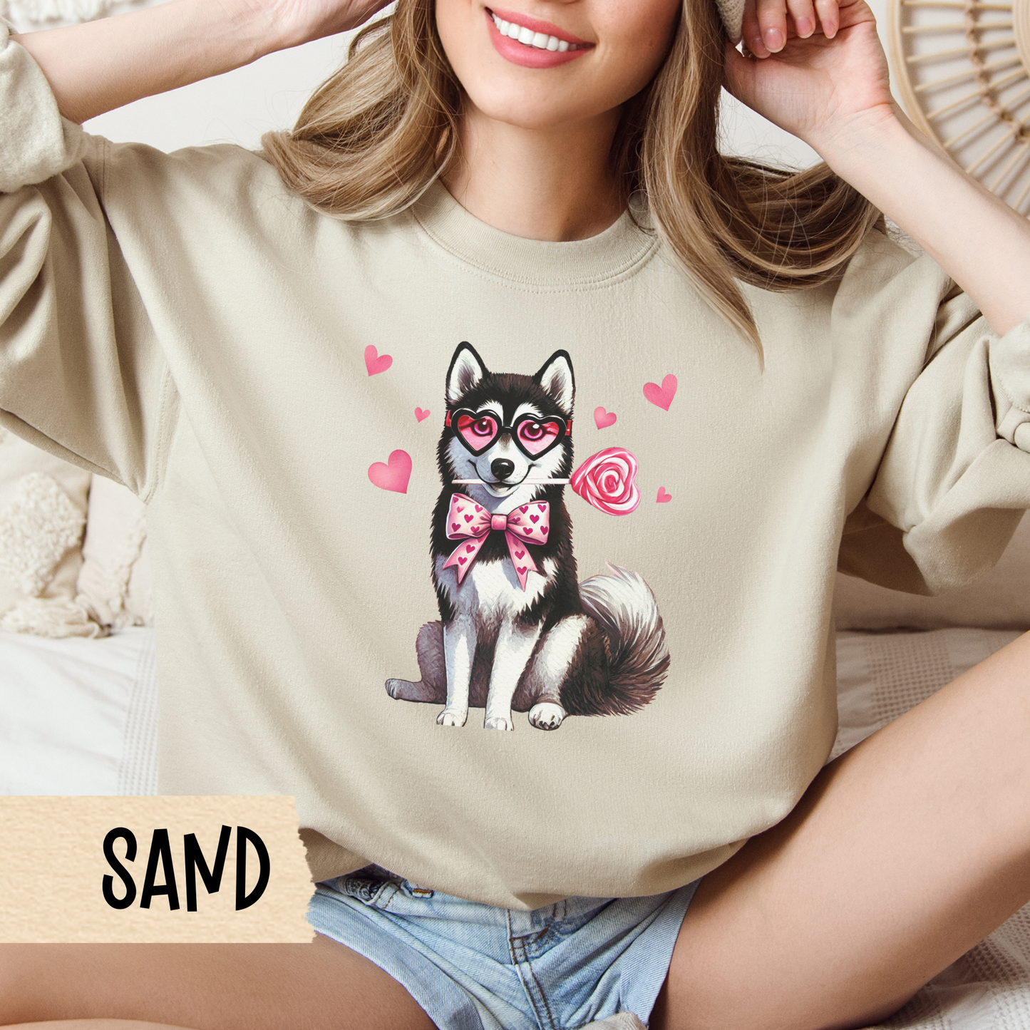 Husky Valentine Sweatshirt, Siberian Husky Crewneck, Valentine Dog, Love Gift, Dog Lover Apparel, Valentine's Day Gift, Husky Owner