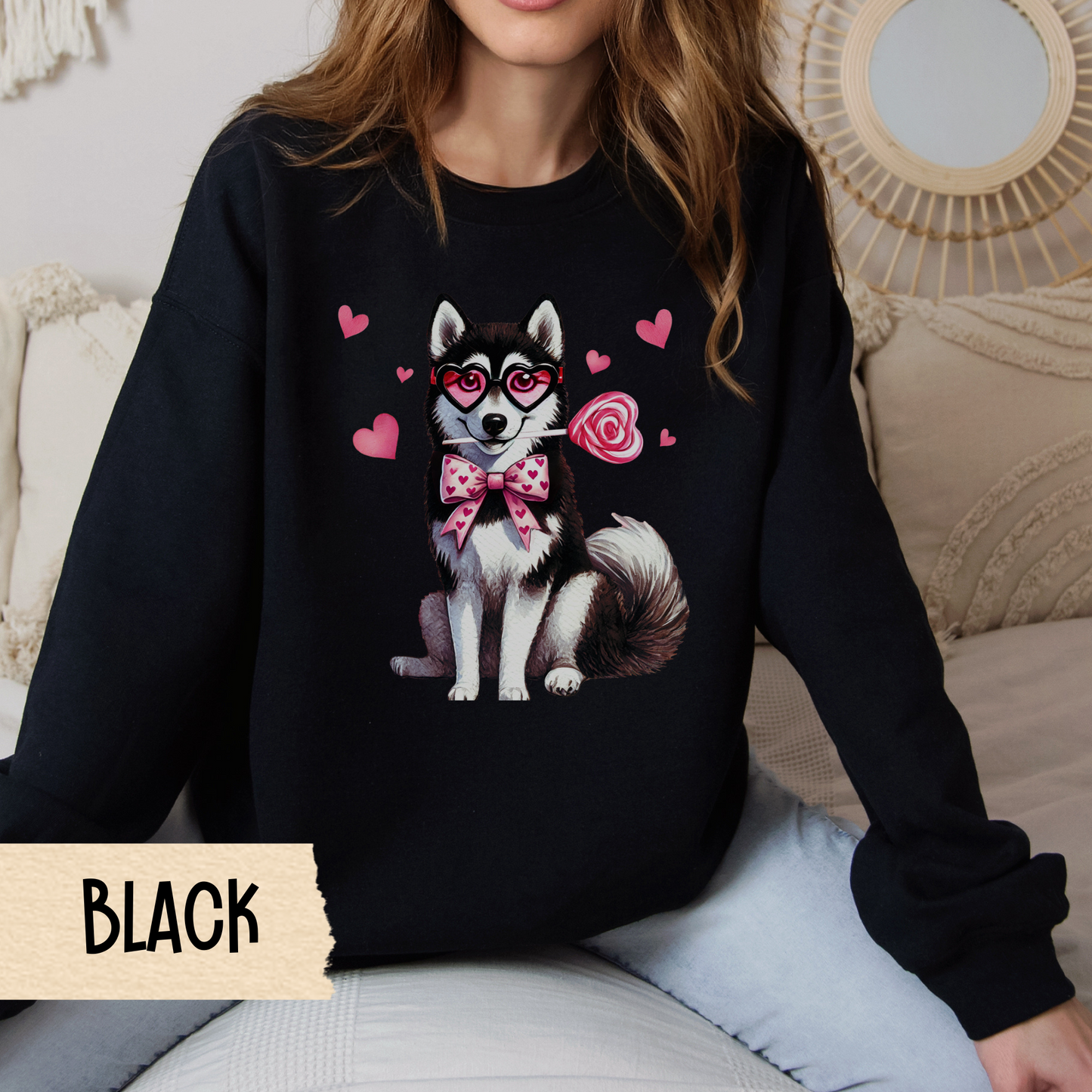 Husky Valentine Sweatshirt, Siberian Husky Crewneck, Valentine Dog, Love Gift, Dog Lover Apparel, Valentine's Day Gift, Husky Owner