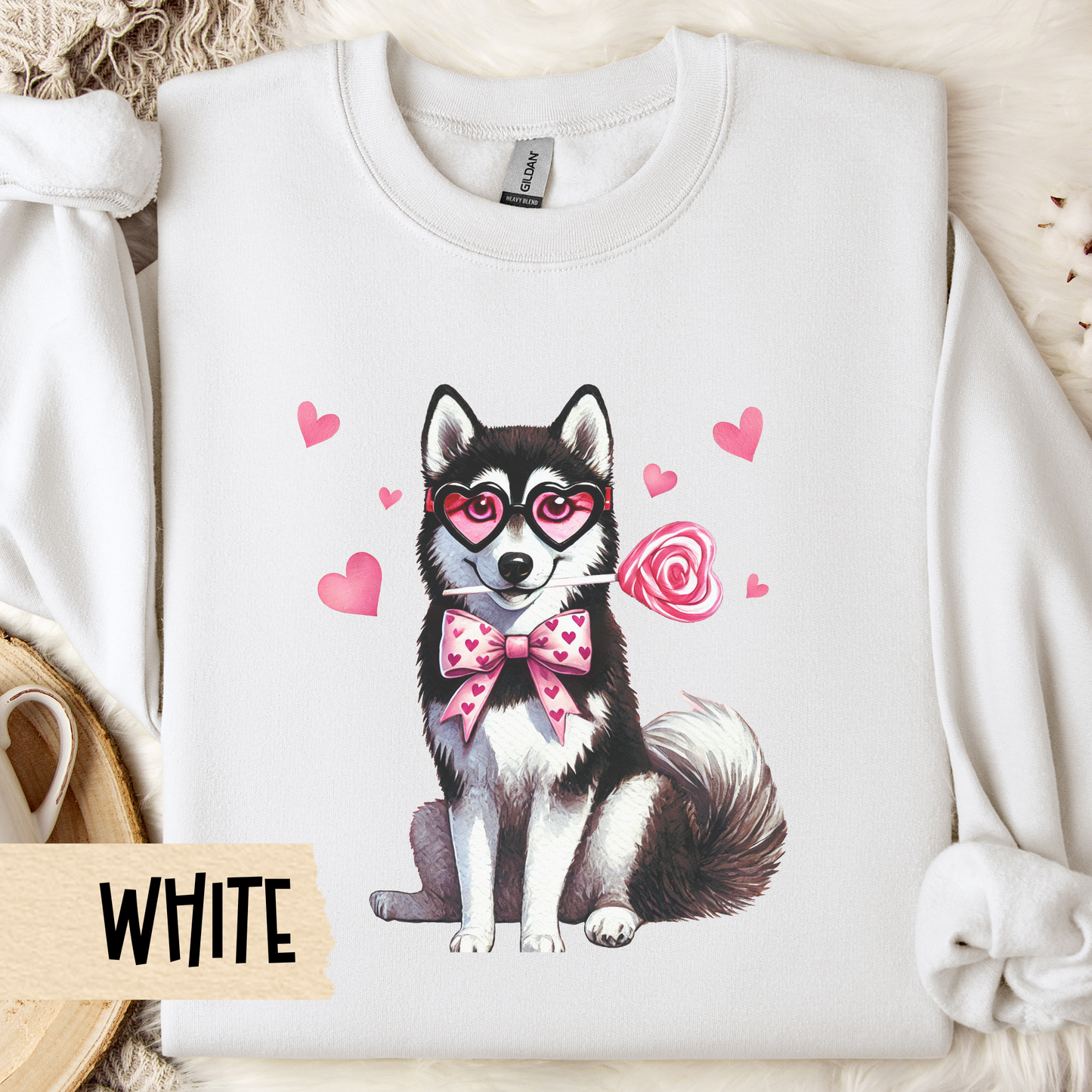 Husky Valentine Sweatshirt, Siberian Husky Crewneck, Valentine Dog, Love Gift, Dog Lover Apparel, Valentine's Day Gift, Husky Owner