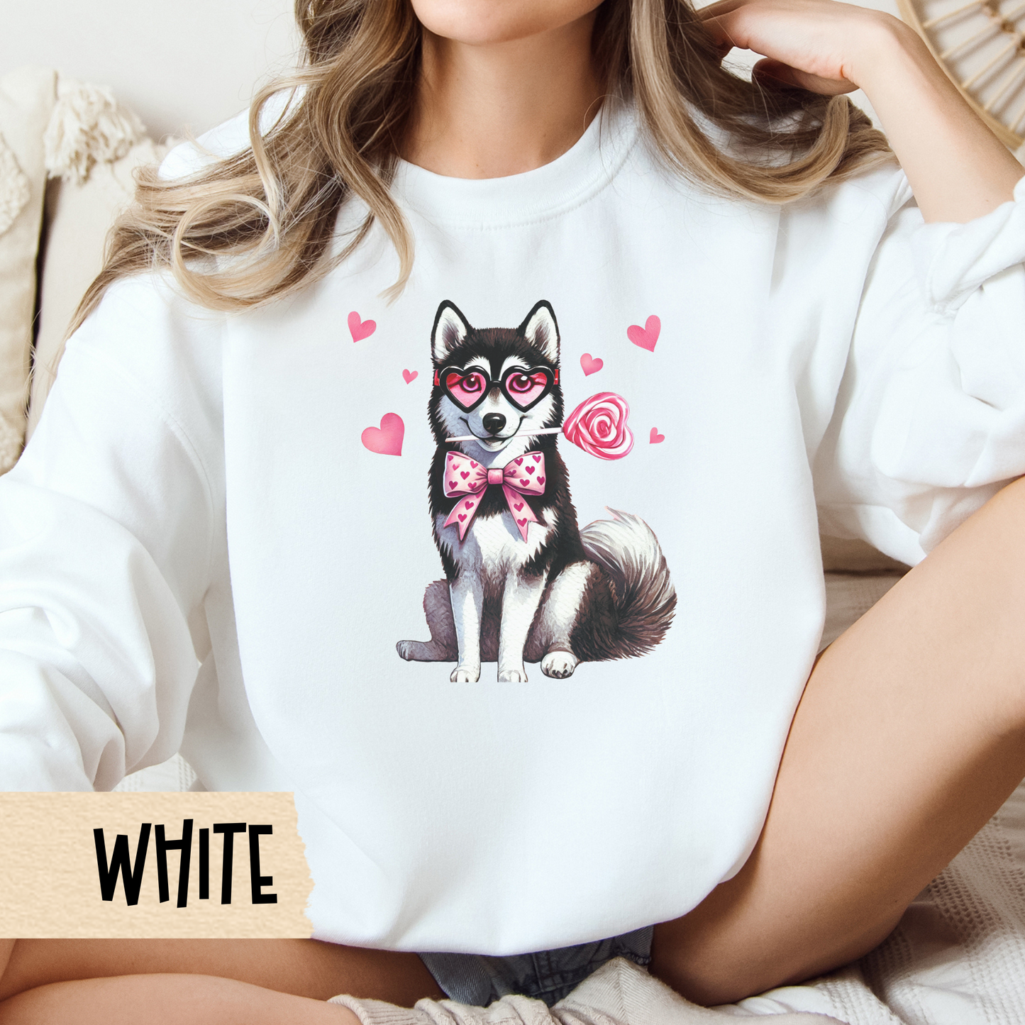 Husky Valentine Sweatshirt, Siberian Husky Crewneck, Valentine Dog, Love Gift, Dog Lover Apparel, Valentine's Day Gift, Husky Owner
