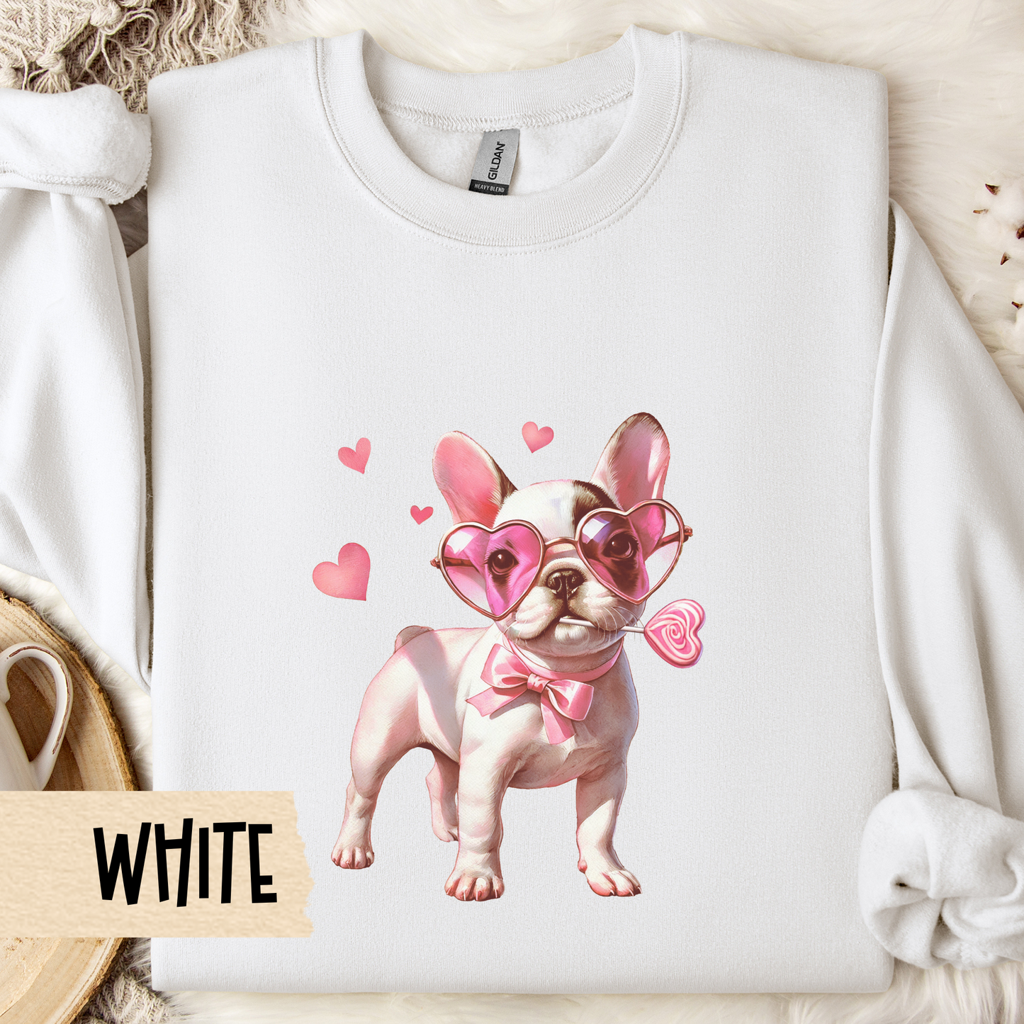 French Bulldog Valentine Sweatshirt, Unisex Crewneck, Dog Lover Gift, Frenchie Jumper, Valentine's Day Apparel, Cute Animal Clothing