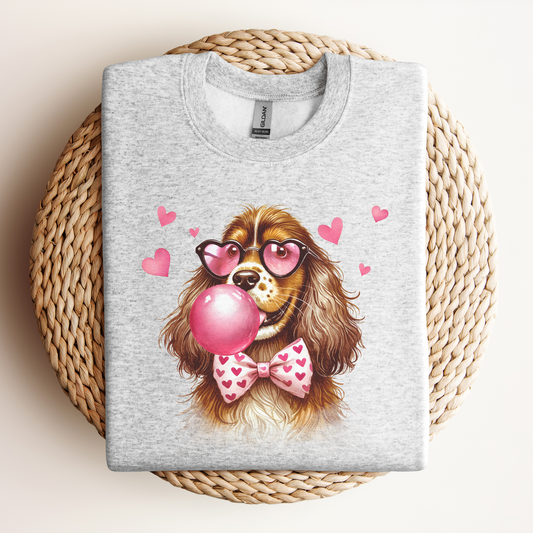 Cocker Spaniel Valentine Sweatshirt, Dog Owner Crewneck, Pet Lover Gift, Animal Print Jumper, Heart Pullover, Cute Dog Apparel