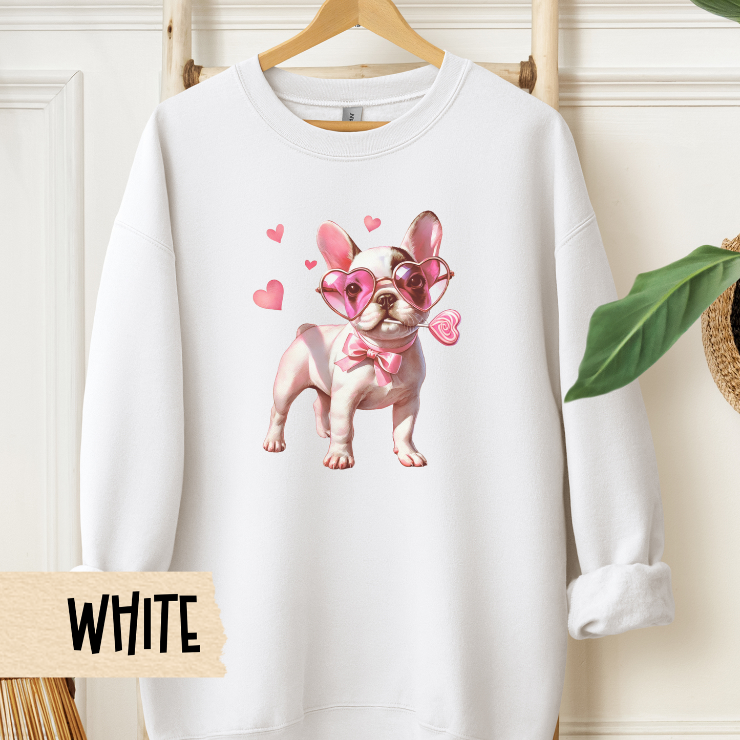 French Bulldog Valentine Sweatshirt, Unisex Crewneck, Dog Lover Gift, Frenchie Jumper, Valentine's Day Apparel, Cute Animal Clothing