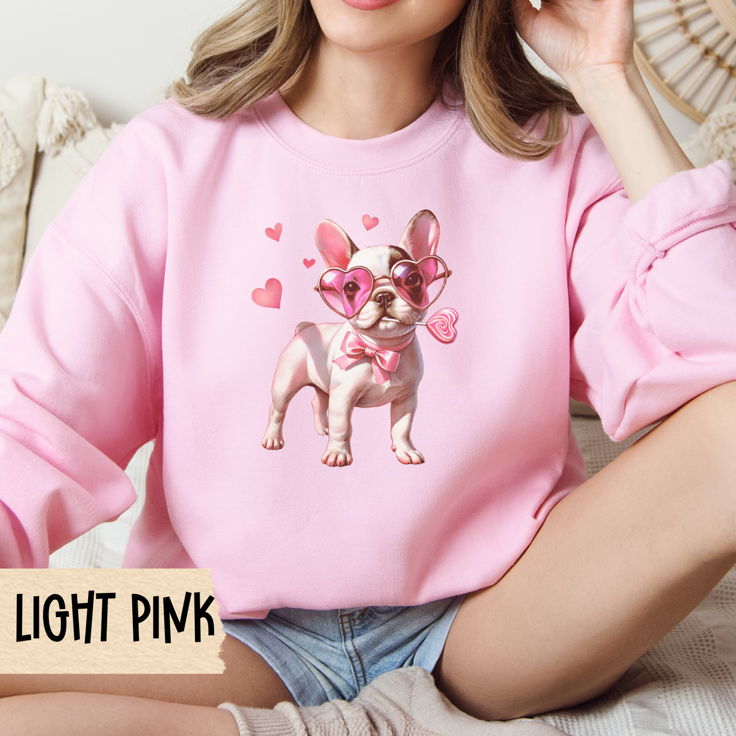 French Bulldog Valentine Sweatshirt, Unisex Crewneck, Dog Lover Gift, Frenchie Jumper, Valentine's Day Apparel, Cute Animal Clothing