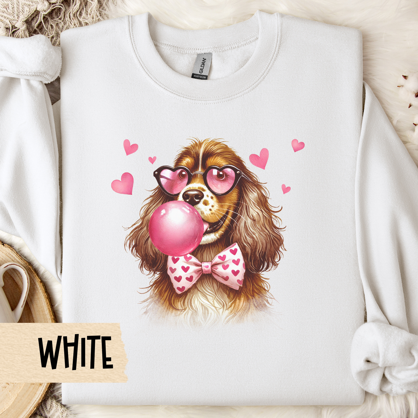 Cocker Spaniel Valentine Sweatshirt, Dog Owner Crewneck, Pet Lover Gift, Animal Print Jumper, Heart Pullover, Cute Dog Apparel