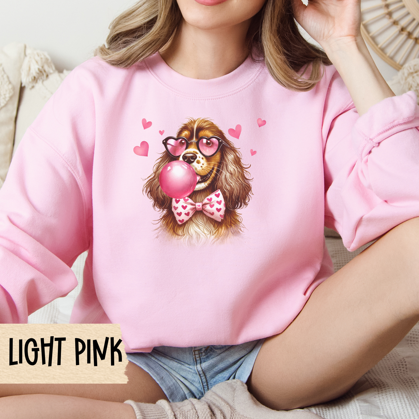 Cocker Spaniel Valentine Sweatshirt, Dog Owner Crewneck, Pet Lover Gift, Animal Print Jumper, Heart Pullover, Cute Dog Apparel