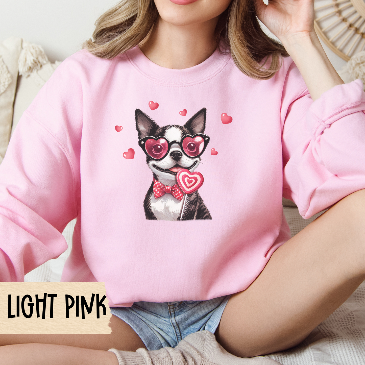 Valentine Crewneck Sweatshirt, Dog Lover Gift, Boston Terrier Shirt, Unisex Jumper, Dog Mom, Dog Dad, Cute Animal Apparel