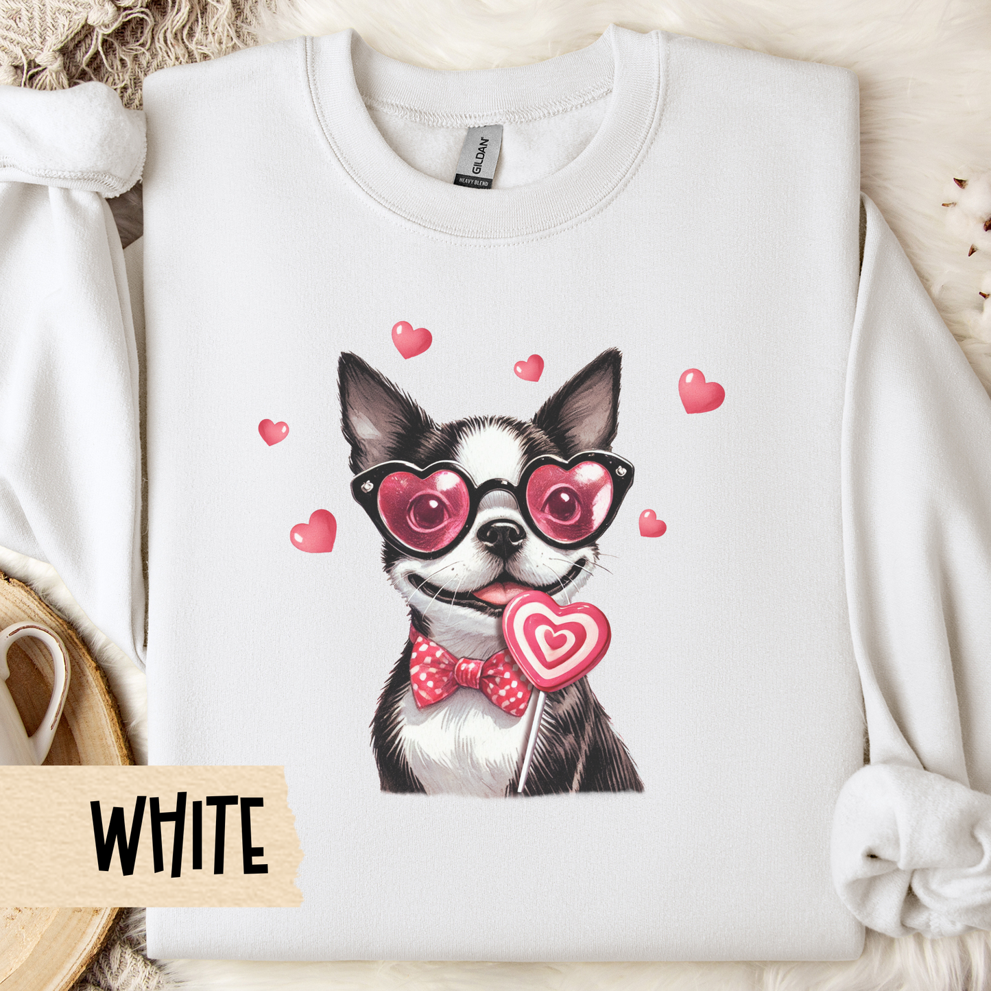 Valentine Crewneck Sweatshirt, Dog Lover Gift, Boston Terrier Shirt, Unisex Jumper, Dog Mom, Dog Dad, Cute Animal Apparel