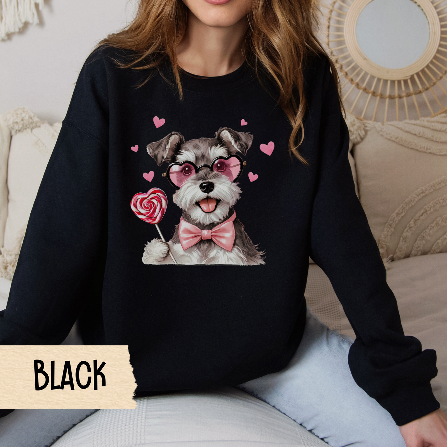 Valentine Miniature Schnauzer Sweatshirt, Dog Lover Crewneck, Cute Valentine's Day Gift, Unisex Hoodie, Dog Mom Apparel