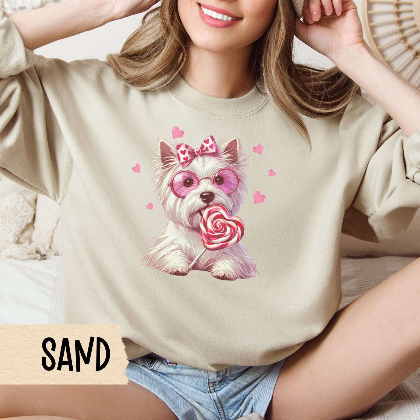 West Highland Terrier Dog Owner Crewneck Sweatshirt, Cute Westie Valentine Gift, Unisex Sweatshirt, Dog Lover Gift, Dog Mom Present