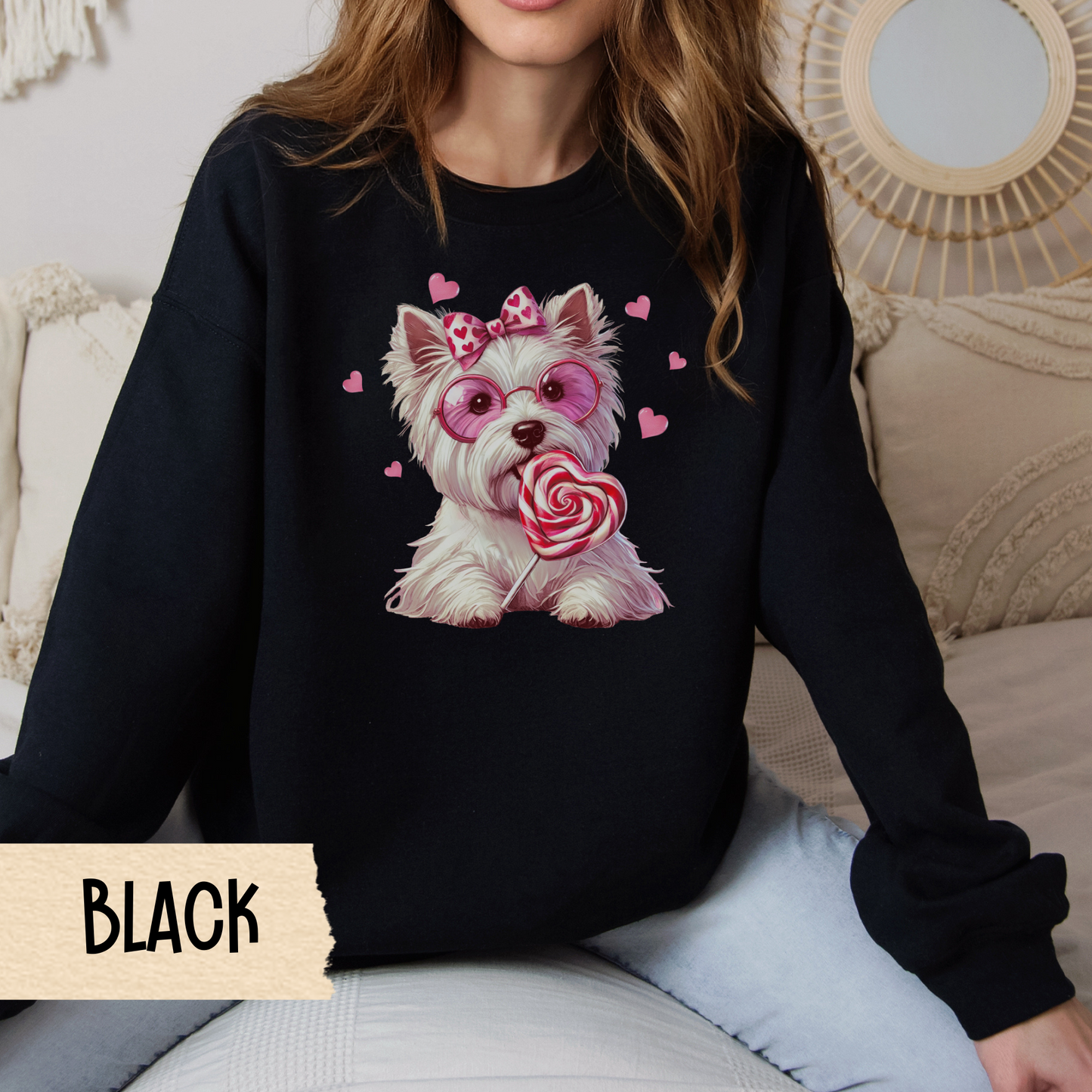 West Highland Terrier Dog Owner Crewneck Sweatshirt, Cute Westie Valentine Gift, Unisex Sweatshirt, Dog Lover Gift, Dog Mom Present