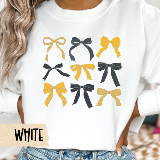 Pittsburgh Football Sweatshirt, Black and Gold Crewneck, Coquette Bows