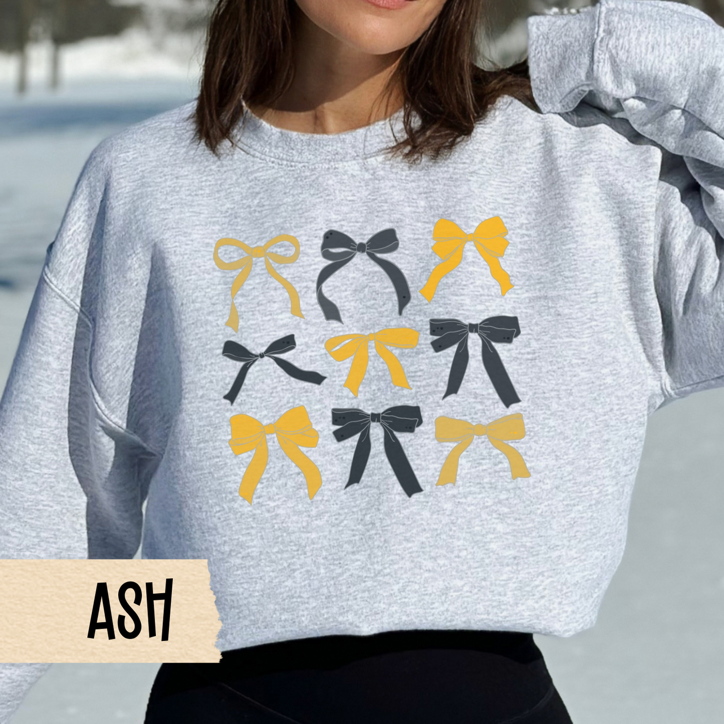 Pittsburgh Football Sweatshirt, Black and Gold Crewneck, Coquette Bows