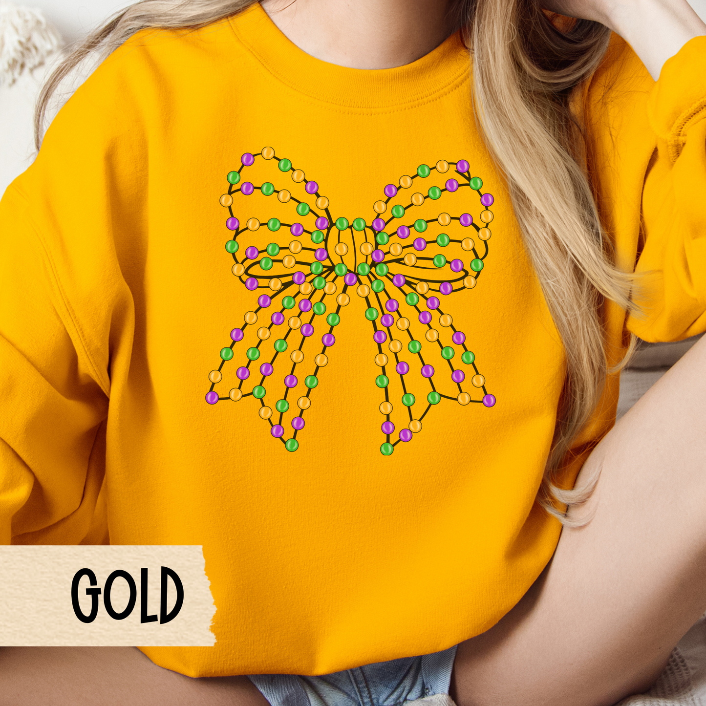 Mardi Gras Sweatshirt, Coquette Crewneck, Carnivale Pullover, Beads Jumper, Festive Party Top, New Orleans, Louisiana, Bourbon Street
