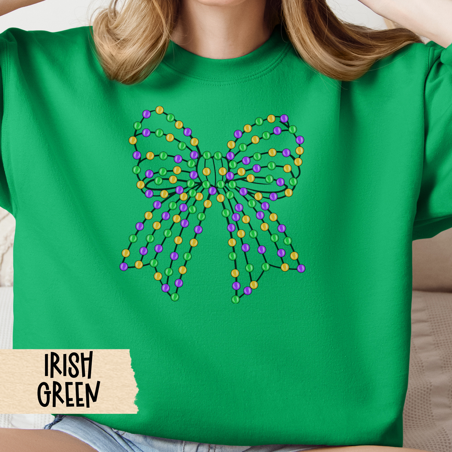 Mardi Gras Sweatshirt, Coquette Crewneck, Carnivale Pullover, Beads Jumper, Festive Party Top, New Orleans, Louisiana, Bourbon Street