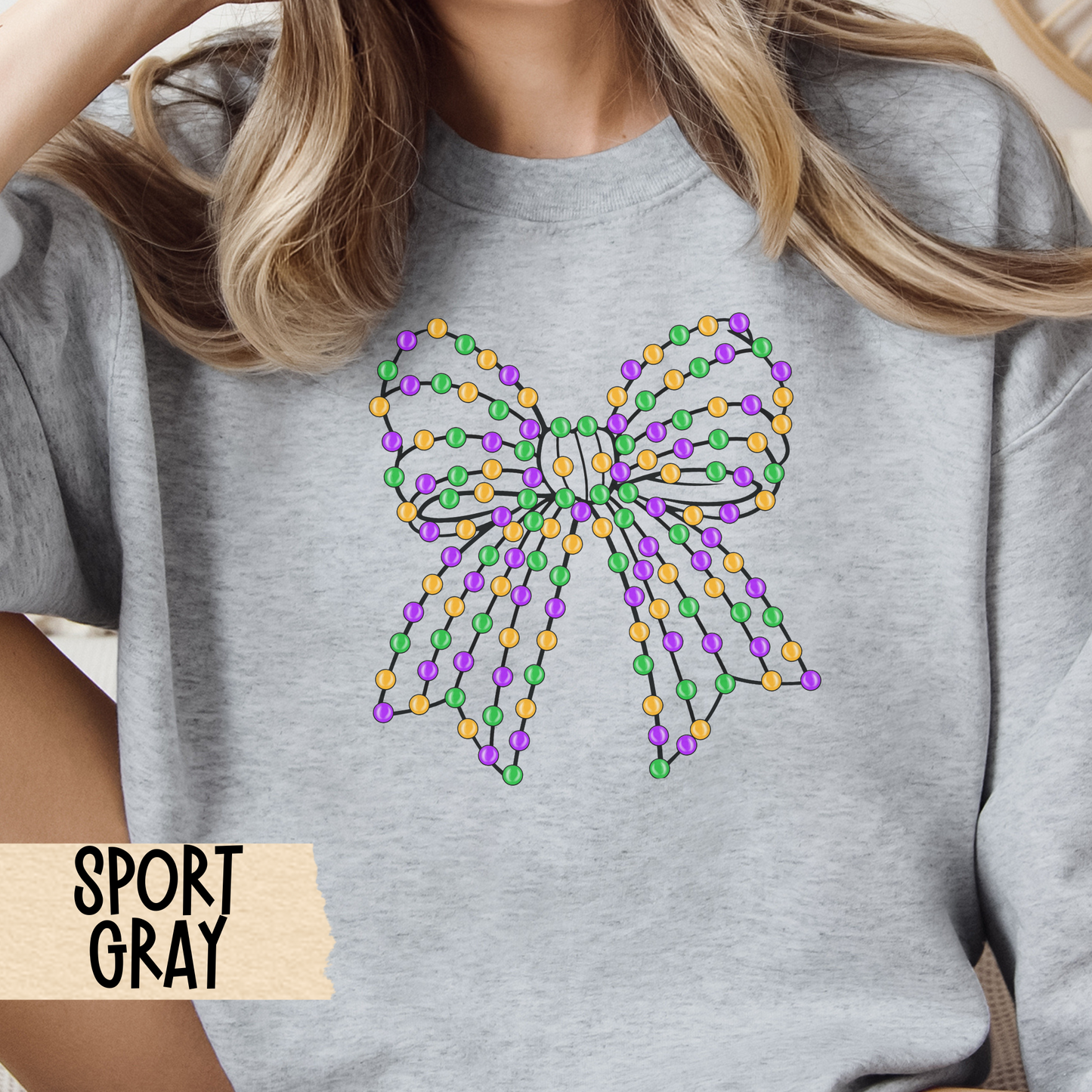 Mardi Gras Sweatshirt, Coquette Crewneck, Carnivale Pullover, Beads Jumper, Festive Party Top, New Orleans, Louisiana, Bourbon Street