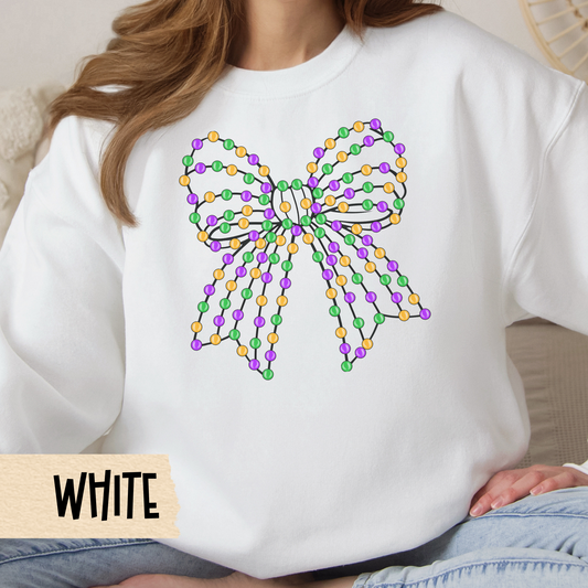 Mardi Gras Sweatshirt, Coquette Crewneck, Carnivale Pullover, Beads Jumper, Festive Party Top, New Orleans, Louisiana, Bourbon Street