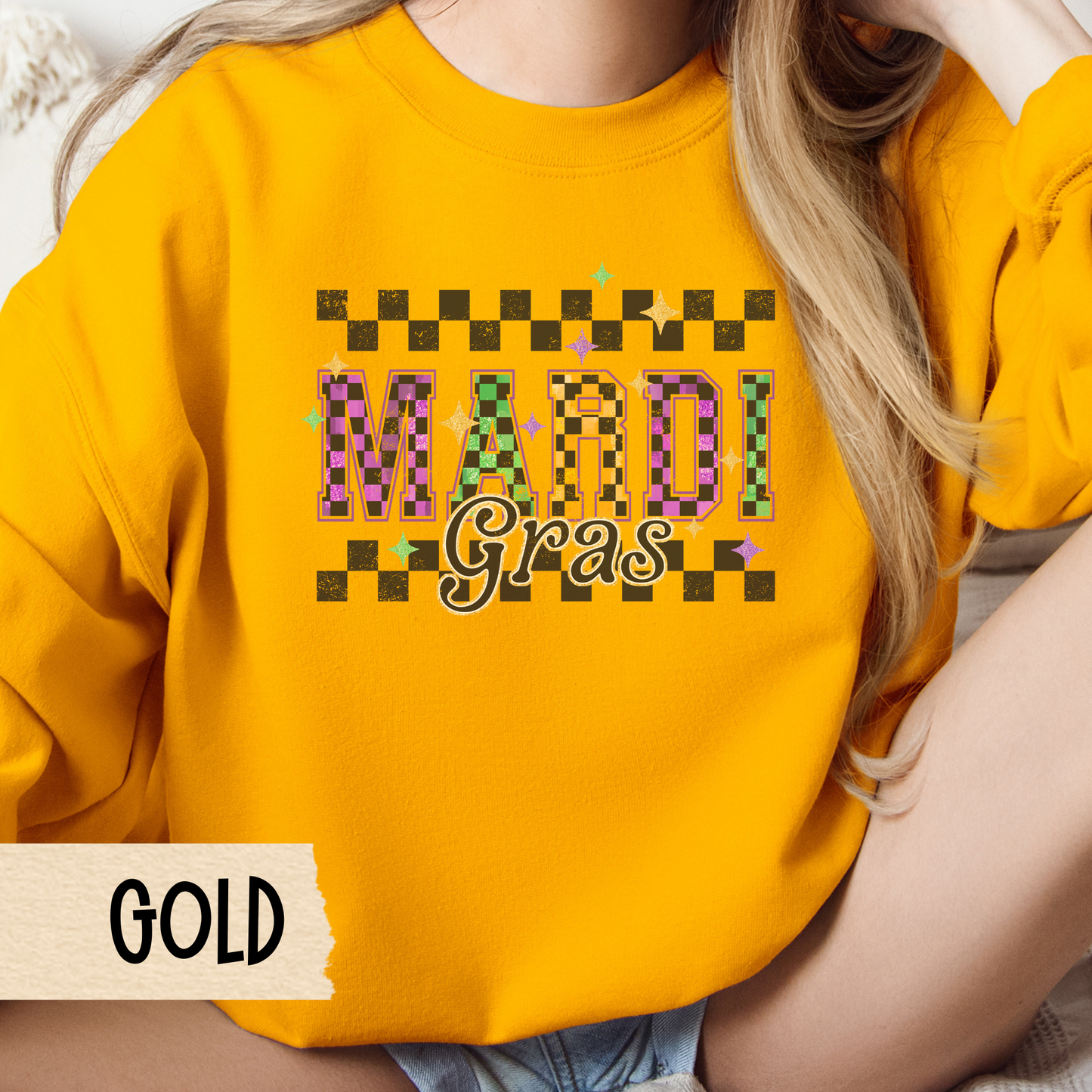 Mardi Gras Sweatshirt, Mardi Gras Shirt, Festival Apparel, Fat Tuesday, Purple Gold Green Top, Carnivale Costume, Retro Mardi Gras