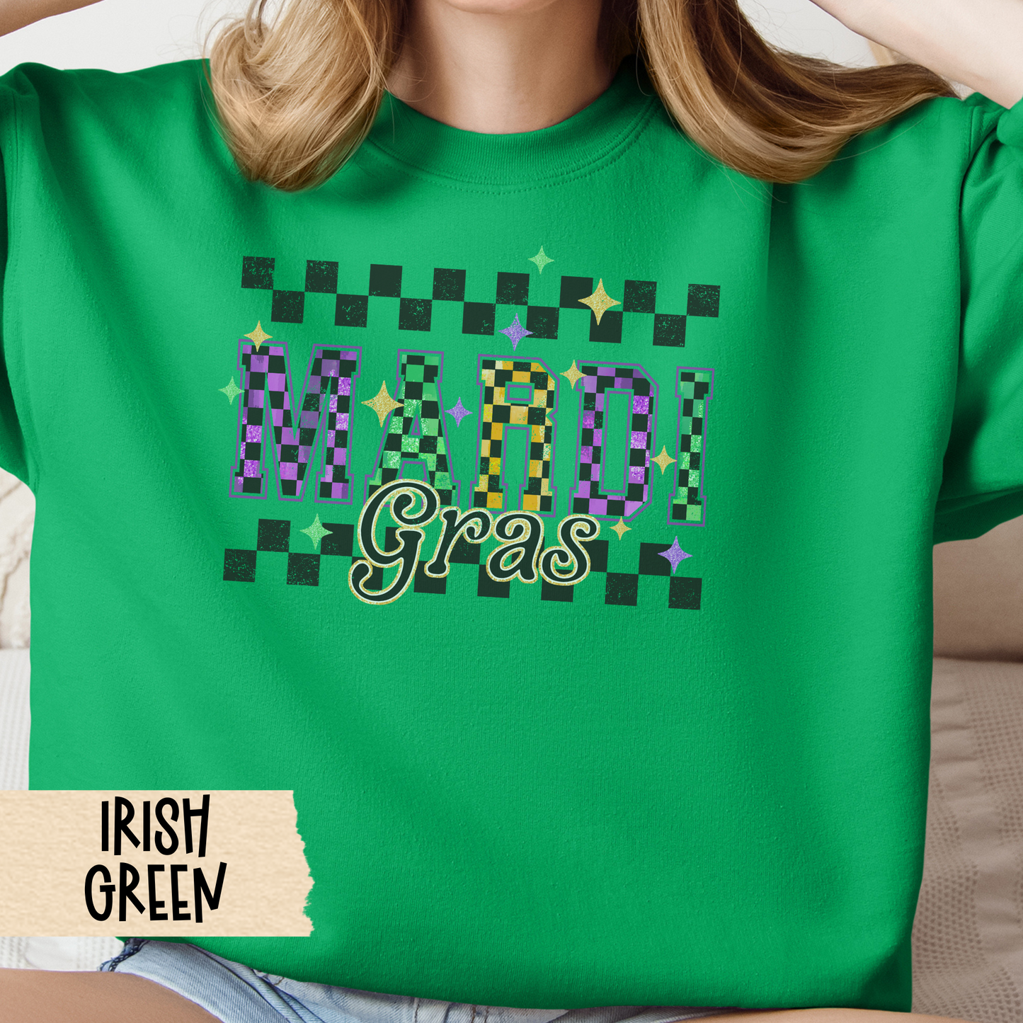 Mardi Gras Sweatshirt, Mardi Gras Shirt, Festival Apparel, Fat Tuesday, Purple Gold Green Top, Carnivale Costume, Retro Mardi Gras