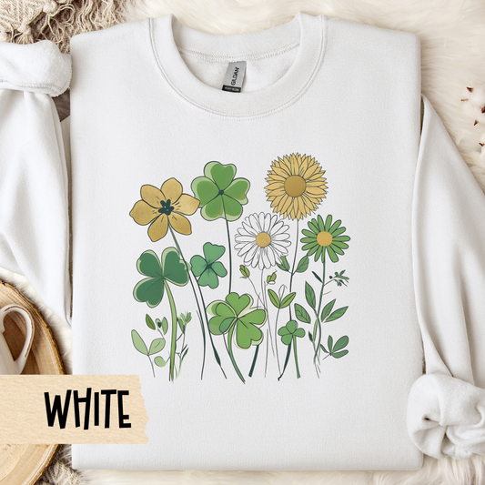 St Patrick's Day Crewneck Sweatshirt, Floral Shamrock, Irish Green Jumper, Unisex Top, St Paddy's Day Pullover, Holiday Apparel