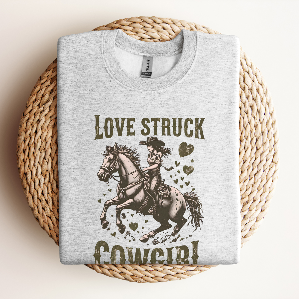 Cowgirl Valentine Crewneck Sweatshirt, Love Struck Western Jumper, Valentine Gift for Her, Country Heartfelt Sweater, Romantic Western Wear