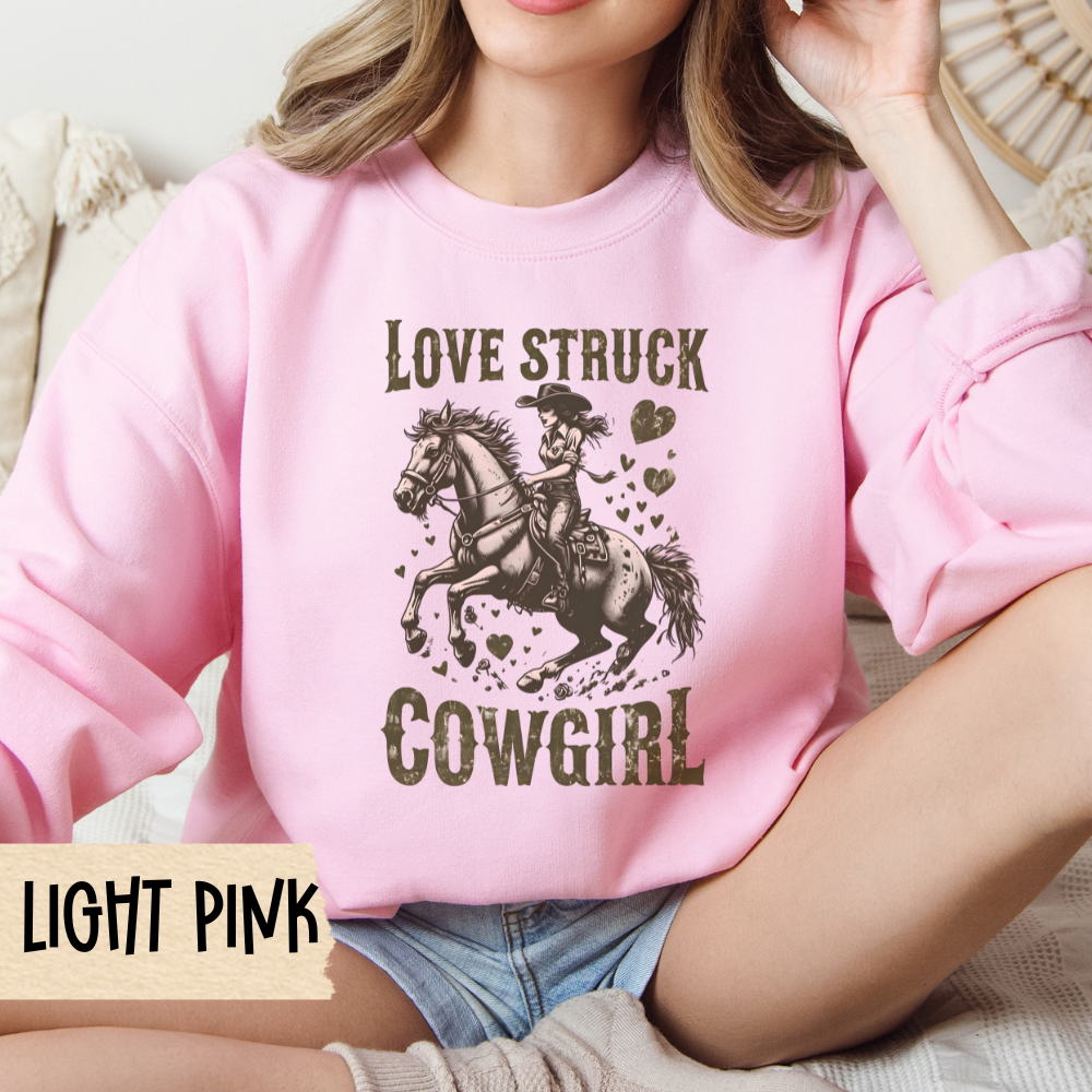 Cowgirl Valentine Crewneck Sweatshirt, Love Struck Western Jumper, Valentine Gift for Her, Country Heartfelt Sweater, Romantic Western Wear