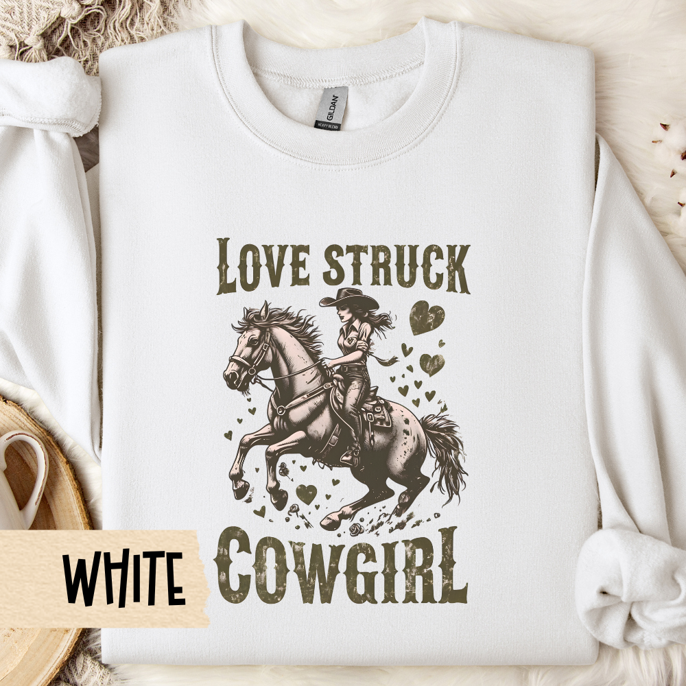 Cowgirl Valentine Crewneck Sweatshirt, Love Struck Western Jumper, Valentine Gift for Her, Country Heartfelt Sweater, Romantic Western Wear