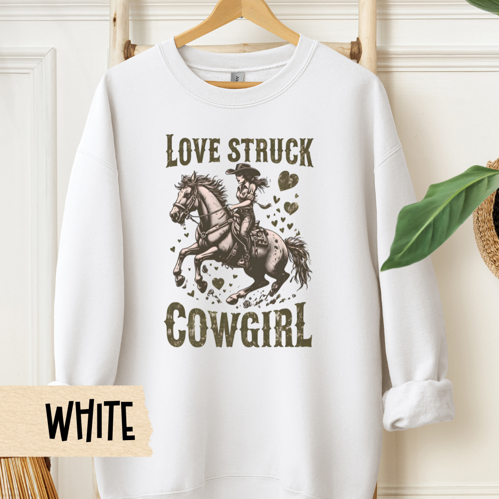 Cowgirl Valentine Crewneck Sweatshirt, Love Struck Western Jumper, Valentine Gift for Her, Country Heartfelt Sweater, Romantic Western Wear