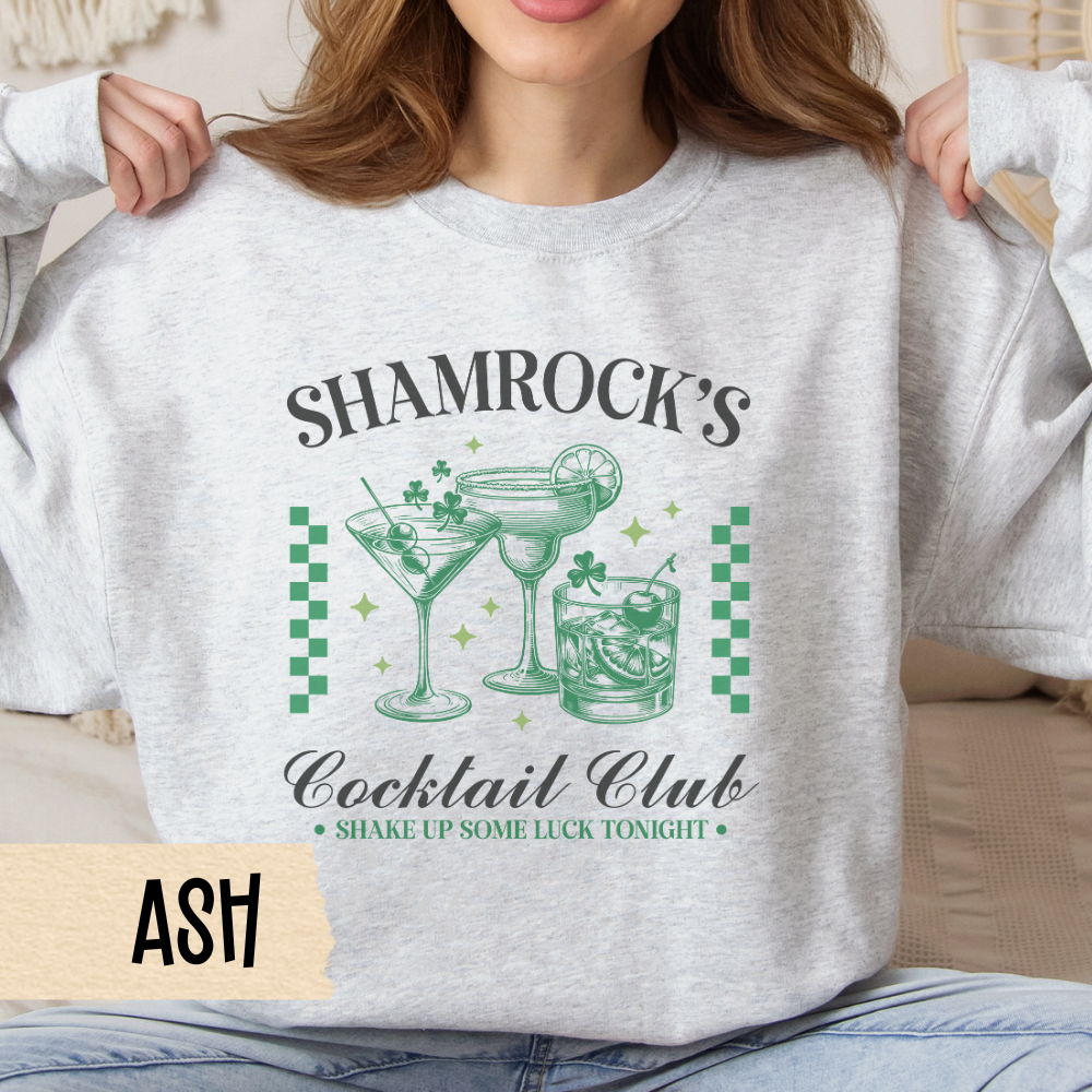 St Patricks Sweatshirt, St Pats Crewneck, Shamrock Cocktail Club, Unisex Sweatshirt, Green Crewneck, Holiday Apparel, Irish Clothing, Luck
