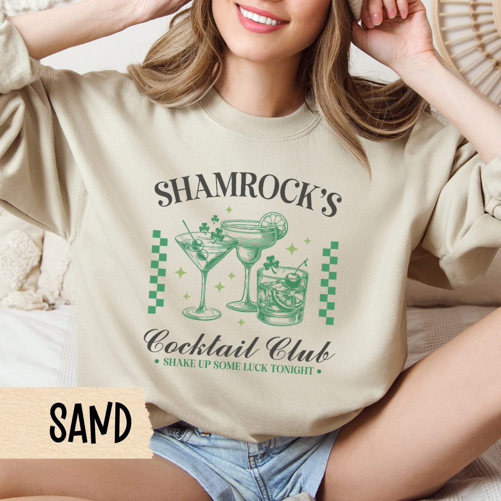 St Patricks Sweatshirt, St Pats Crewneck, Shamrock Cocktail Club, Unisex Sweatshirt, Green Crewneck, Holiday Apparel, Irish Clothing, Luck