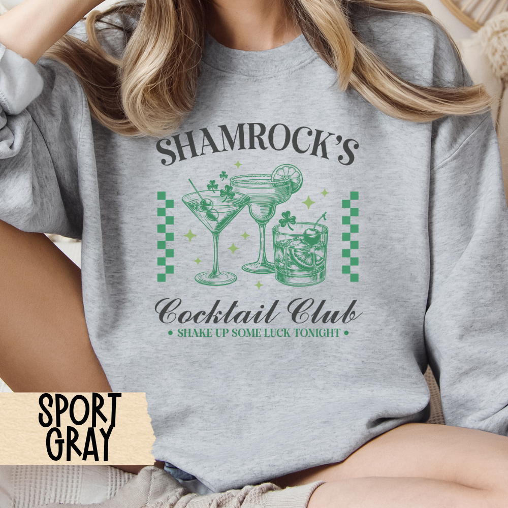St Patricks Sweatshirt, St Pats Crewneck, Shamrock Cocktail Club, Unisex Sweatshirt, Green Crewneck, Holiday Apparel, Irish Clothing, Luck